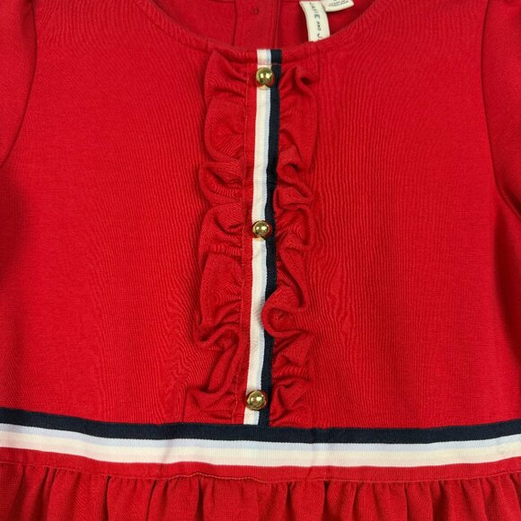 Janie and Jack Puff Sleeve Ruffle Ponte Dress Red Girl's Size 8 EUC - Picture 4 of 11